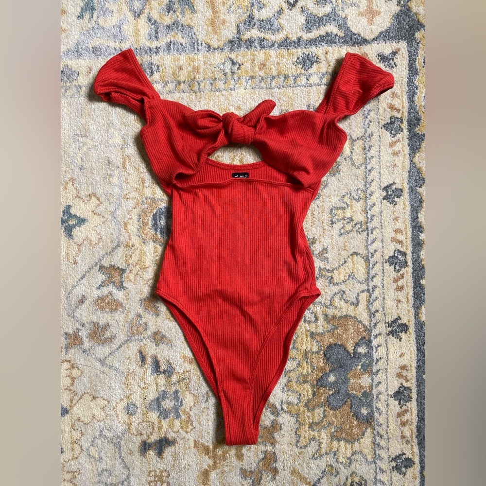 Urban Outfitters Red Ribbed Bodysuit